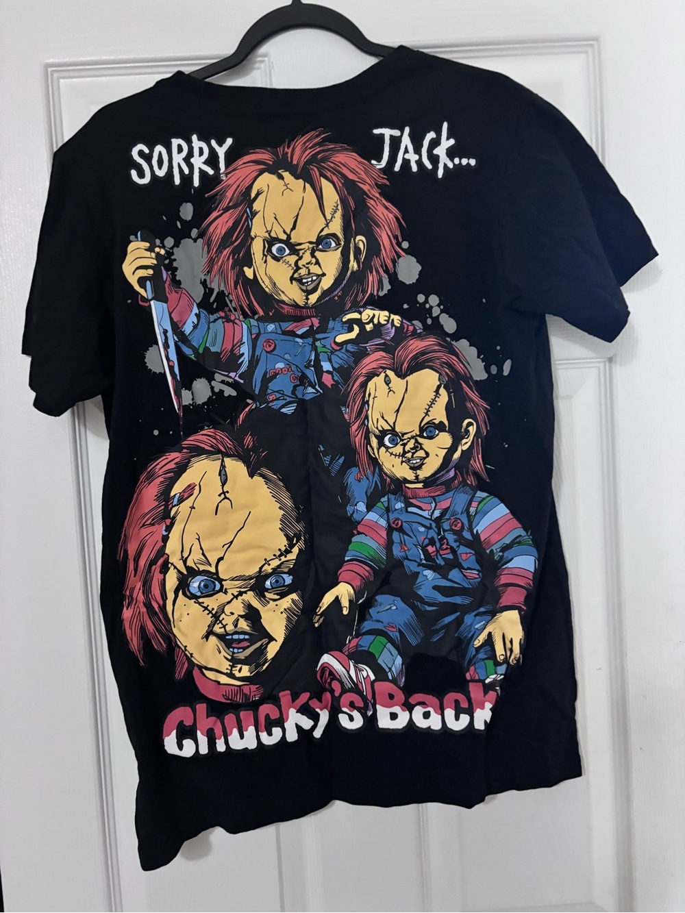 Chucky Graphic UNISEX Black Tee - Sorry Jack Chucky's Backyard